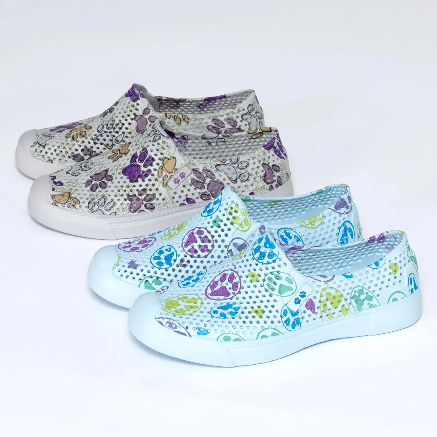 Paw Print Lightweight Slip On Shoes Quick Dry Ultra Light EVA Water Friendly Animal Print Casual Footwear for Women