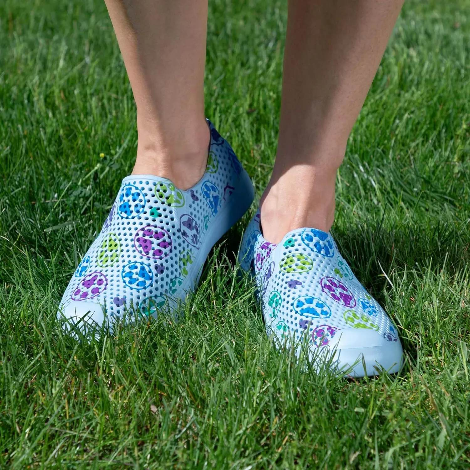 Paw Print Lightweight Slip On Shoes Quick Dry Ultra Light EVA Water Friendly Animal Print Casual Footwear for Women