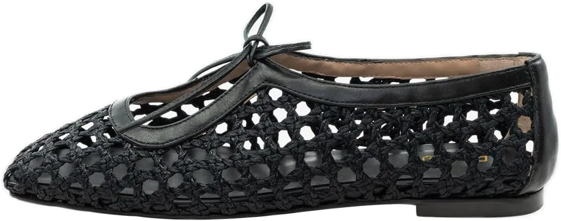 Pazzion Women Cute Bowtie Closed Square Toe Mary Jane Flats Slip On Cutout Ballet Flat Shoes for Walking Dancing Prom Size 4-16 US