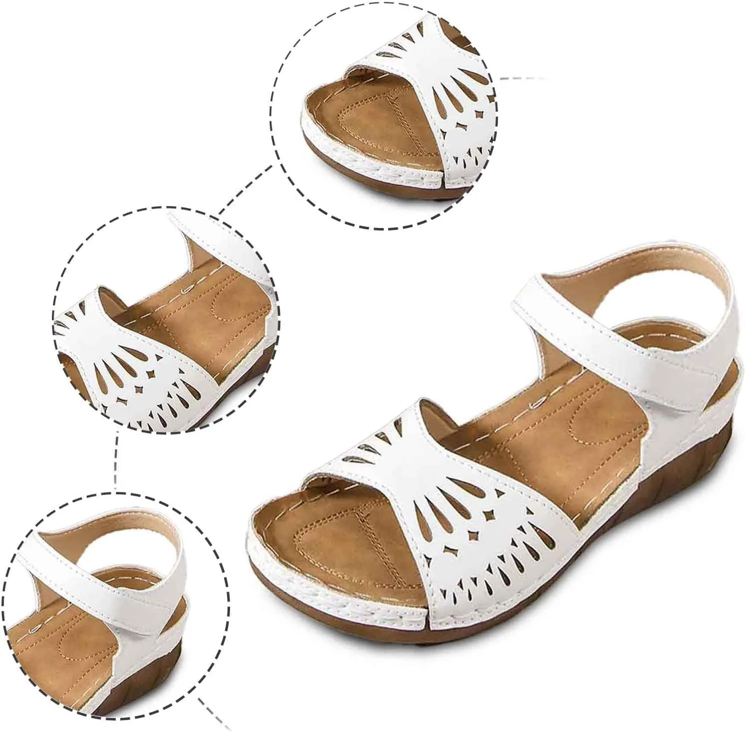 Platform Clogs Women Closed Toe Wedge Slip On Walking Sandals Hollow Out Comfortable Womens Wide Sandals