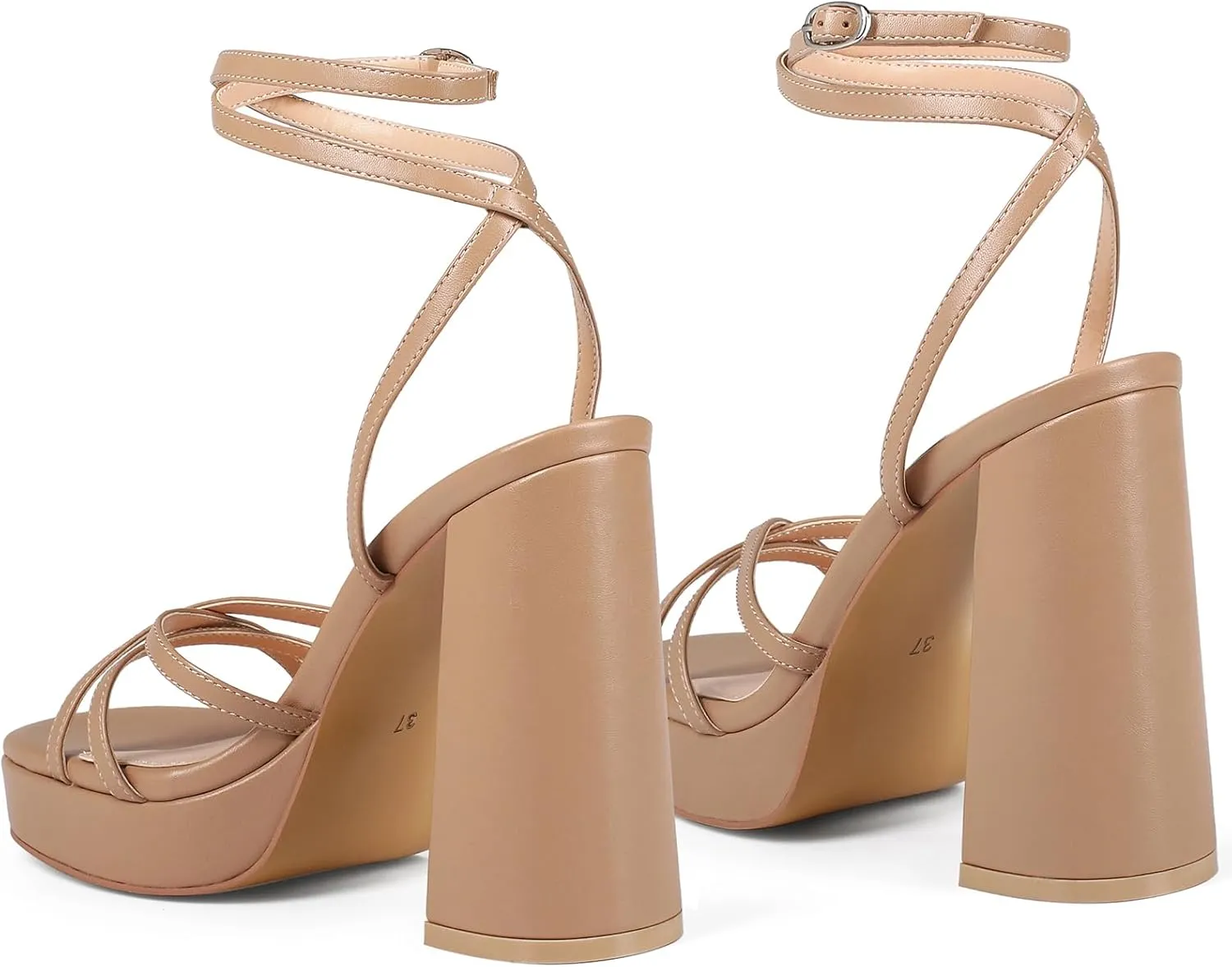 Platform Heels for Women Strappy Block Chunky High Heels Open Toe Ankle Strap Sandals Fashion Lace Up Wedding Party Evening Prom Dance Dress Shoes