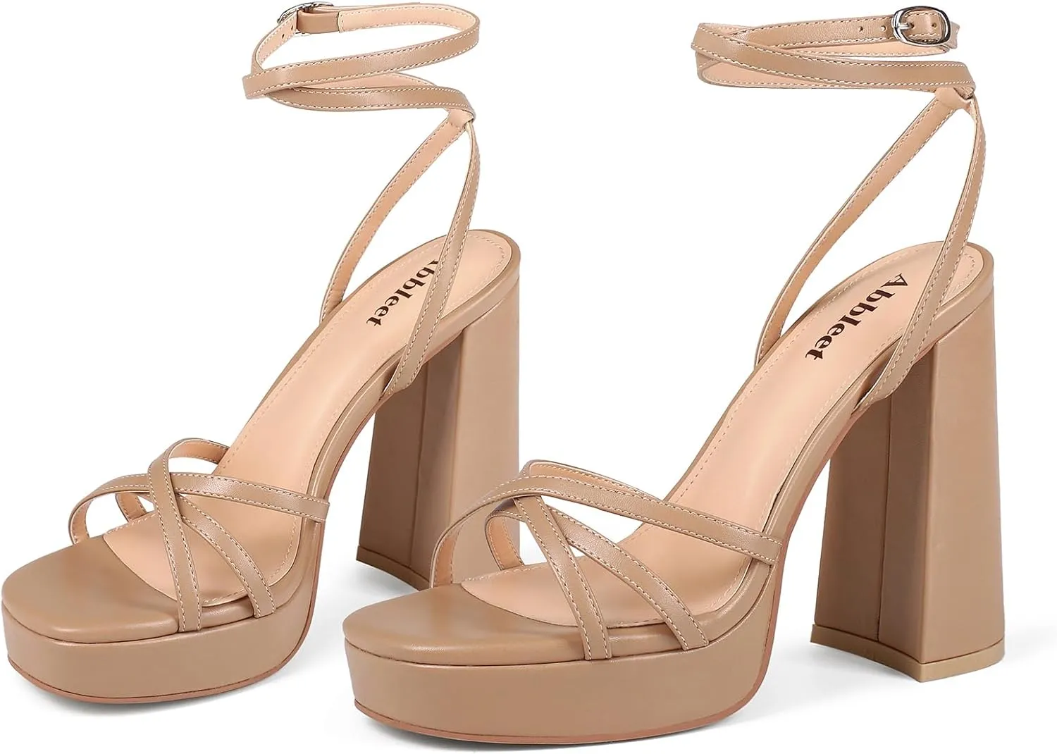 Platform Heels for Women Strappy Block Chunky High Heels Open Toe Ankle Strap Sandals Fashion Lace Up Wedding Party Evening Prom Dance Dress Shoes