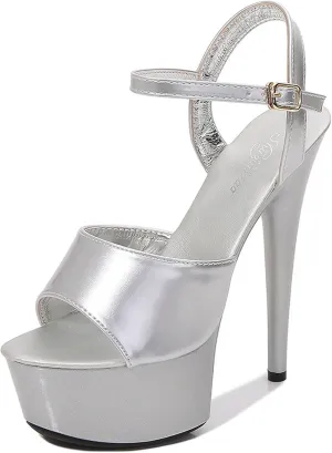 Platform Heels for Women White Heels Shoes Stiletto Open Toe Chunky High Heels Summer Dress Shoes with Ankle Strap