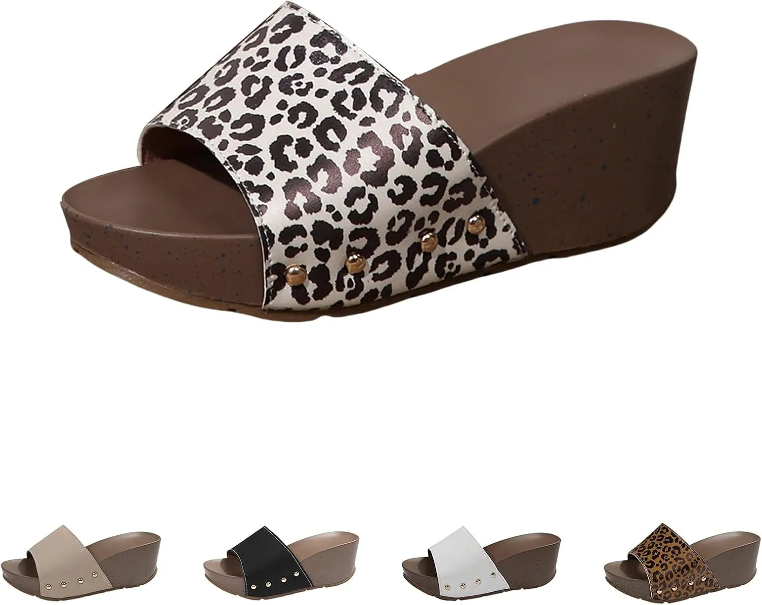Platform Sandals for Women 2025 Vegan Leather Open Toe Slip On Espadrilles Wedges Comfort Wide Feet Walking Shoes