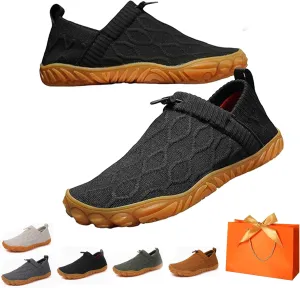 Recovery Slip On Shoes, Slip On Barefoot Shoe, Non-Slip Lightweight Knitted Water Shoes for Men (black,6-6.5)