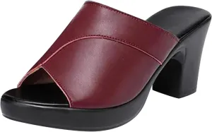 Sandals for Women 2025 Chunky Platform Mules Sandals Slip on Block Heels Square Toe High Heeled Dress Shoes