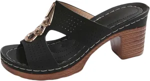 Sandals for Women 2025 Suede Platform Chunky Heel Retro Sandals with Adjustable Buckle Fashion Platform Block Heels