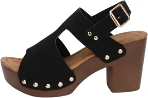 Sandals for Women 2025 Suede Platform Chunky Heel Retro Sandals with Adjustable Buckle Fashion Platform Block Heels