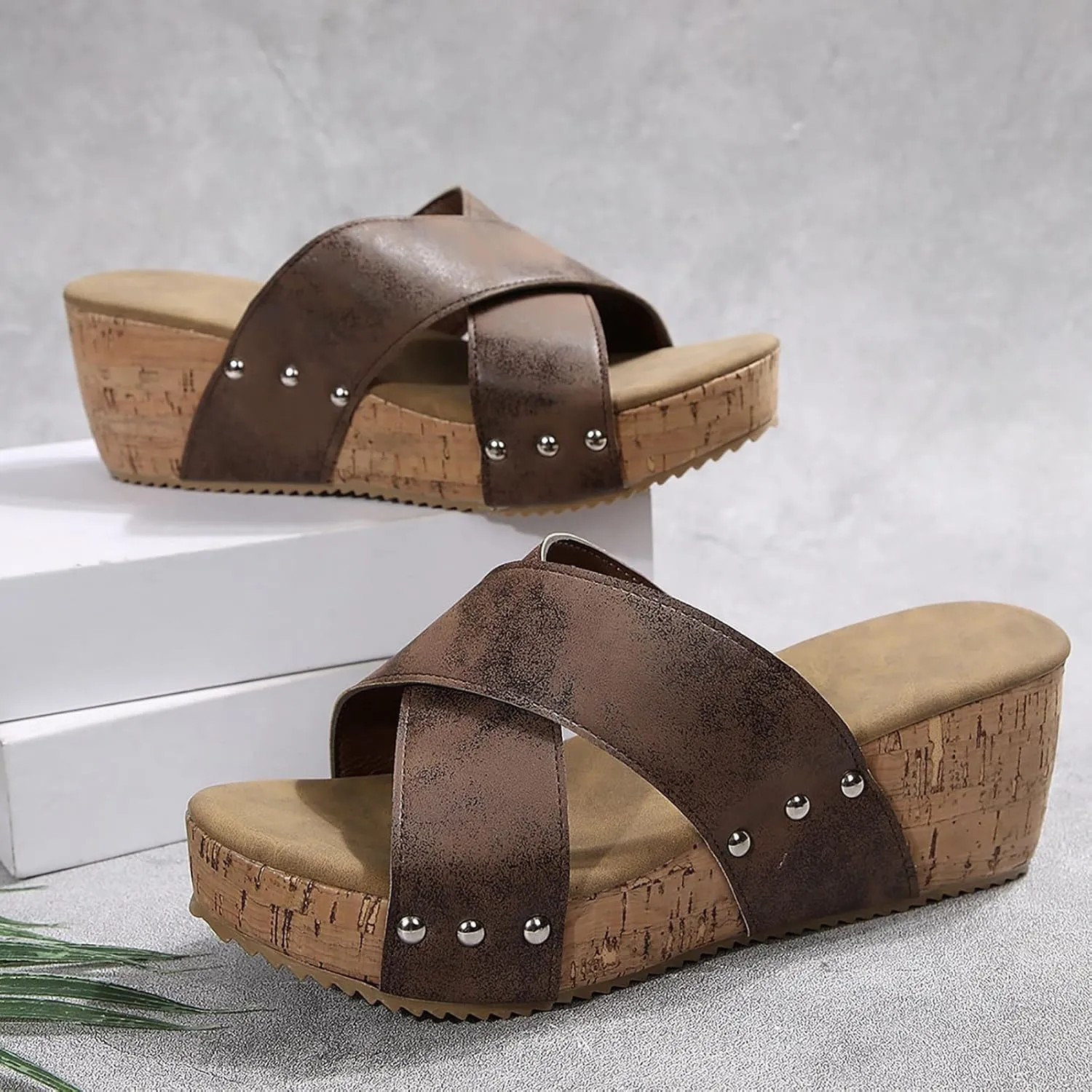 Sandals for Women 2025 Wide Width Open Toe Platform Slip On Espadrille Wedge Sandals Casual Trendy Summer Shoes