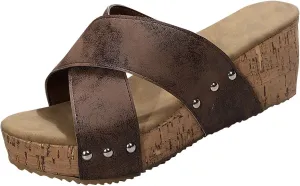 Sandals for Women 2025 Wide Width Open Toe Platform Slip On Espadrille Wedge Sandals Casual Trendy Summer Shoes