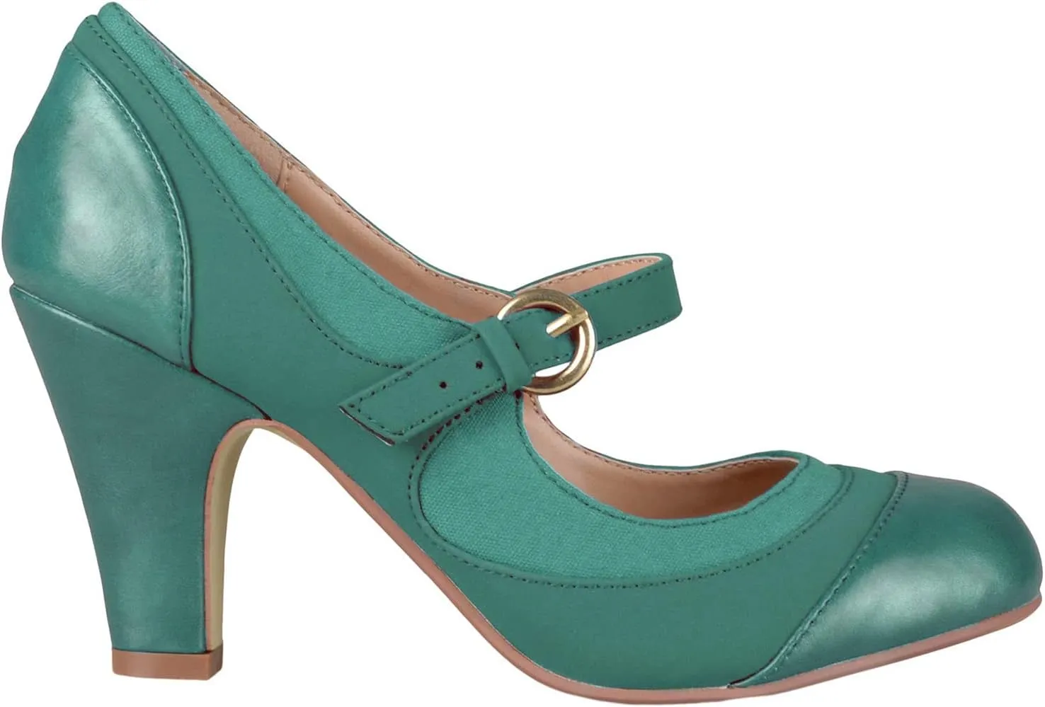 SHODENSE Women Kitten Heel Mary Jane Pumps Closed Round Toe Ankle Strap Patchwork Comfy 3” Mid Chunky Mary Jane Heels Cap Toe Two Tone Buckle Dress Shoes Ladies Wedding Vintage 4-11 M US