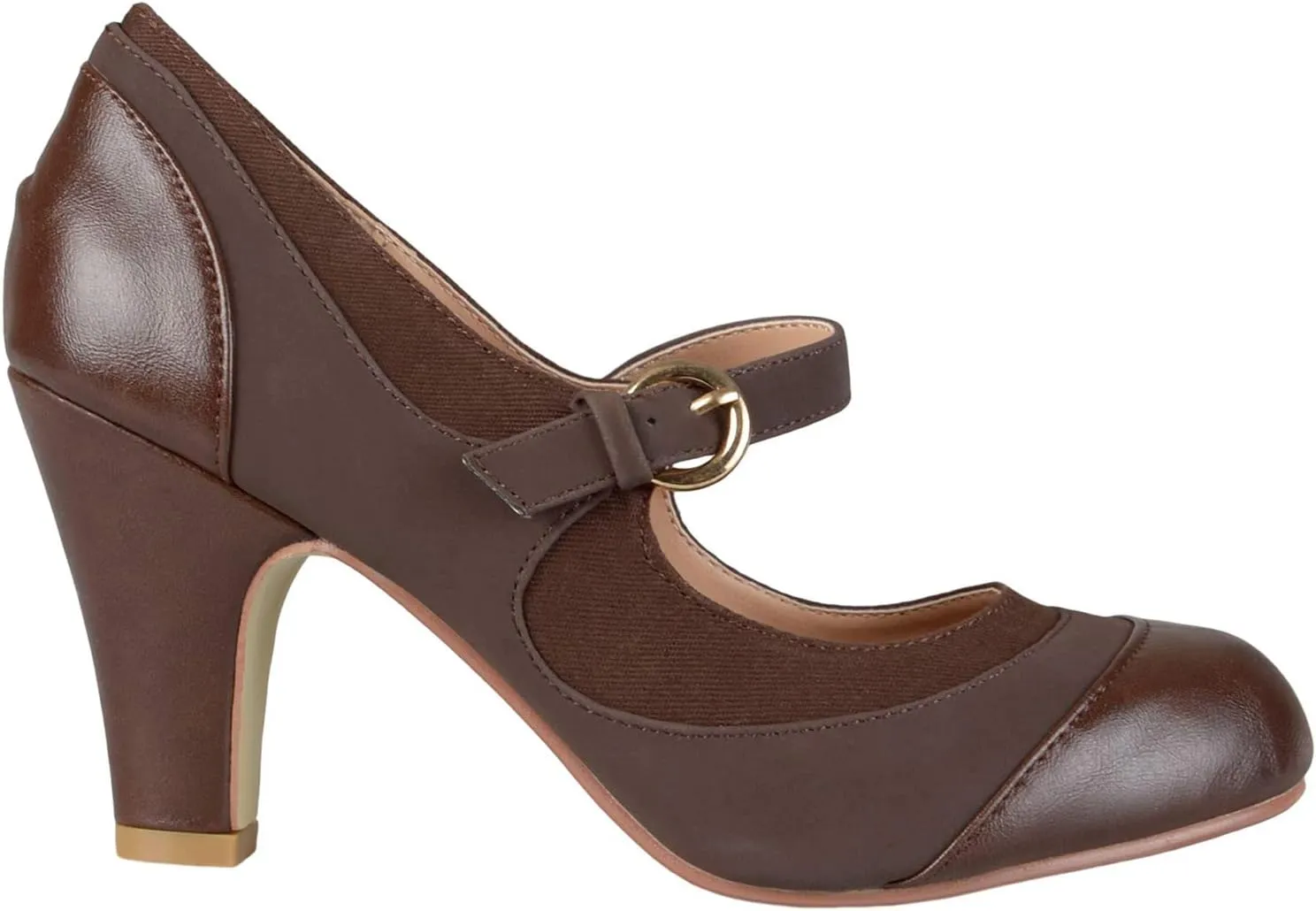 SHODENSE Women Kitten Heel Mary Jane Pumps Closed Round Toe Ankle Strap Patchwork Comfy 3 Mid Chunky Mary Jane Heels Cap Toe Two Tone Buckle Dress Shoes Ladies Wedding Vintage 4-11 M US