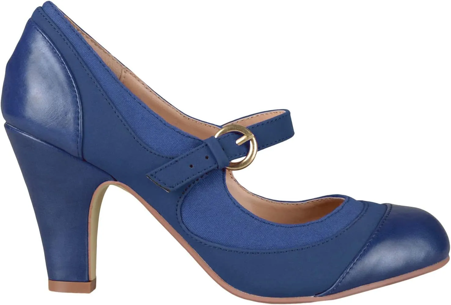 SHODENSE Women Kitten Heel Mary Jane Pumps Closed Round Toe Ankle Strap Patchwork Comfy 3 Mid Chunky Mary Jane Heels Cap Toe Two Tone Buckle Dress Shoes Ladies Wedding Vintage 4-11 M US