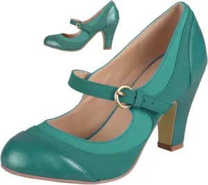 SHODENSE Women Kitten Heel Mary Jane Pumps Closed Round Toe Ankle Strap Patchwork Comfy 3 Mid Chunky Mary Jane Heels Cap Toe Two Tone Buckle Dress Shoes Ladies Wedding Vintage 4-11 M US