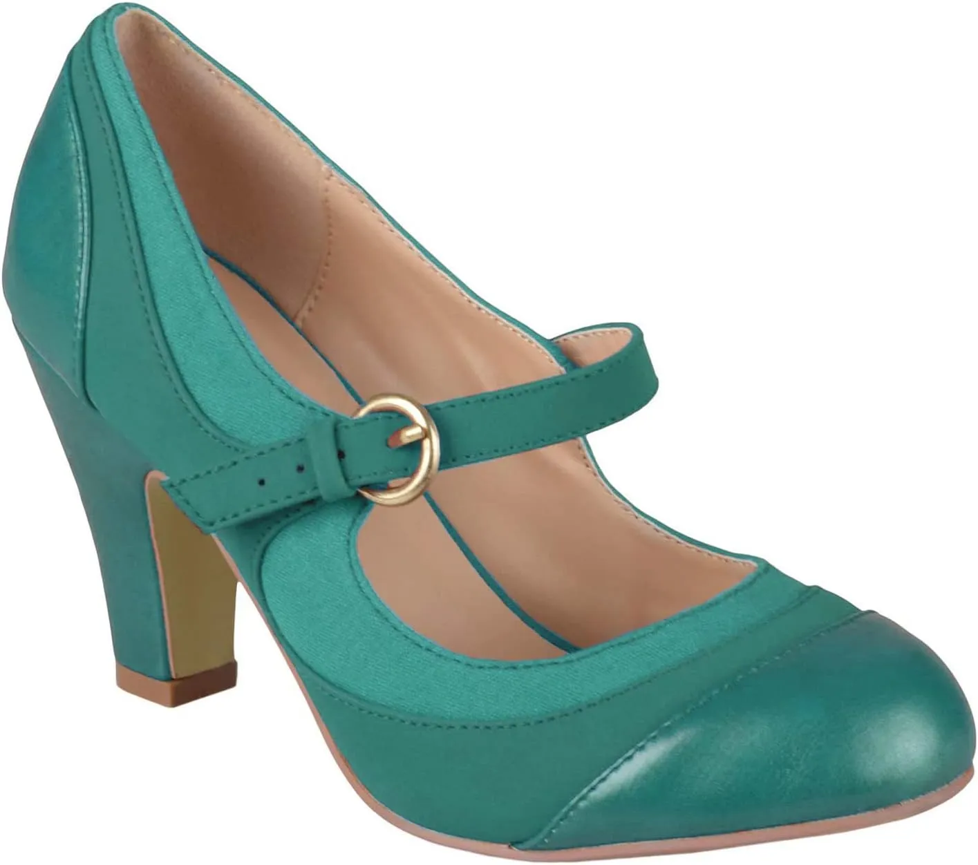 SHODENSE Women Kitten Heel Mary Jane Pumps Closed Round Toe Ankle Strap Patchwork Comfy 3 Mid Chunky Mary Jane Heels Cap Toe Two Tone Buckle Dress Shoes Ladies Wedding Vintage 4-11 M US
