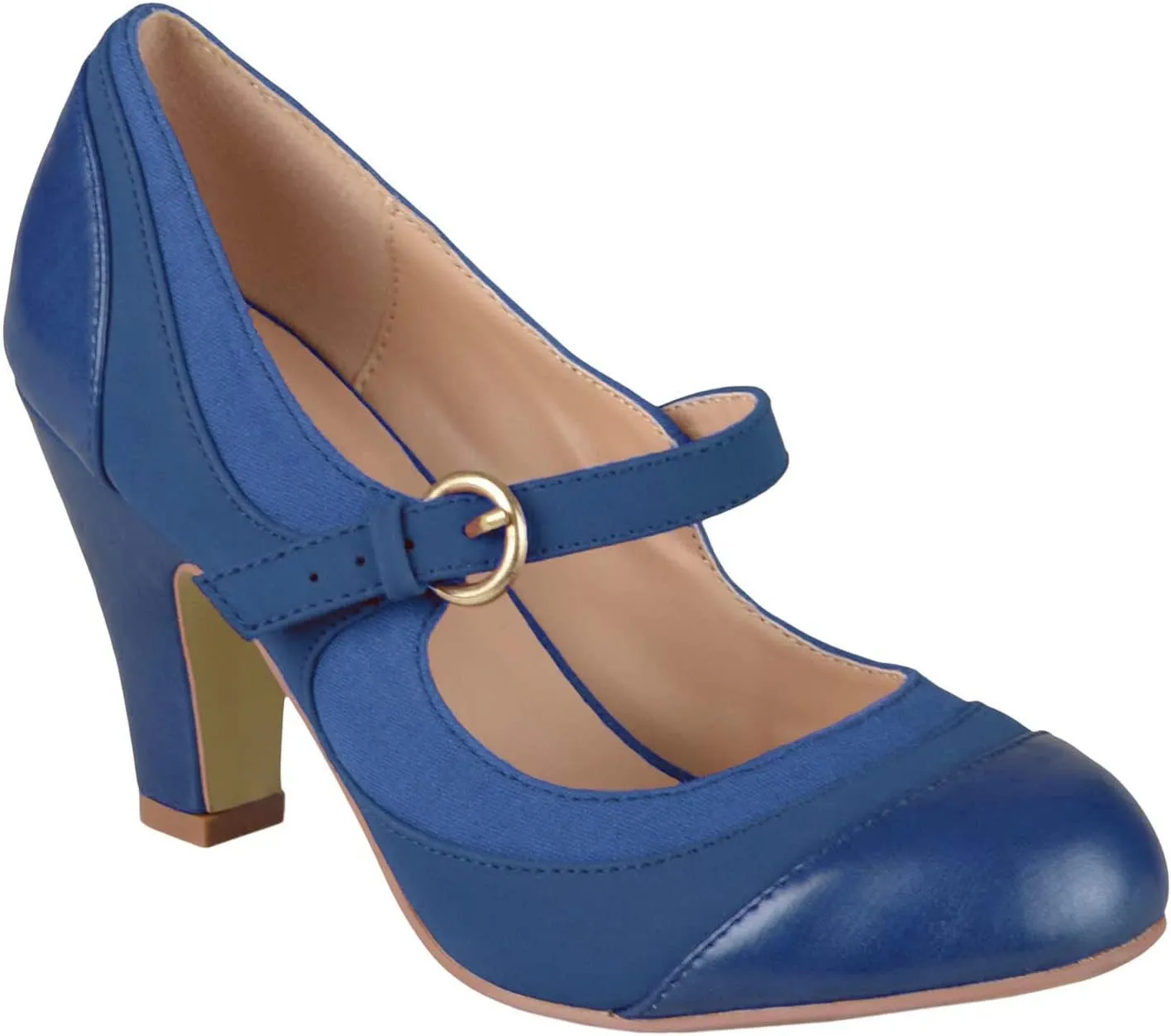 SHODENSE Women Kitten Heel Mary Jane Pumps Closed Round Toe Ankle Strap Patchwork Comfy 3 Mid Chunky Mary Jane Heels Cap Toe Two Tone Buckle Dress Shoes Ladies Wedding Vintage 4-11 M US