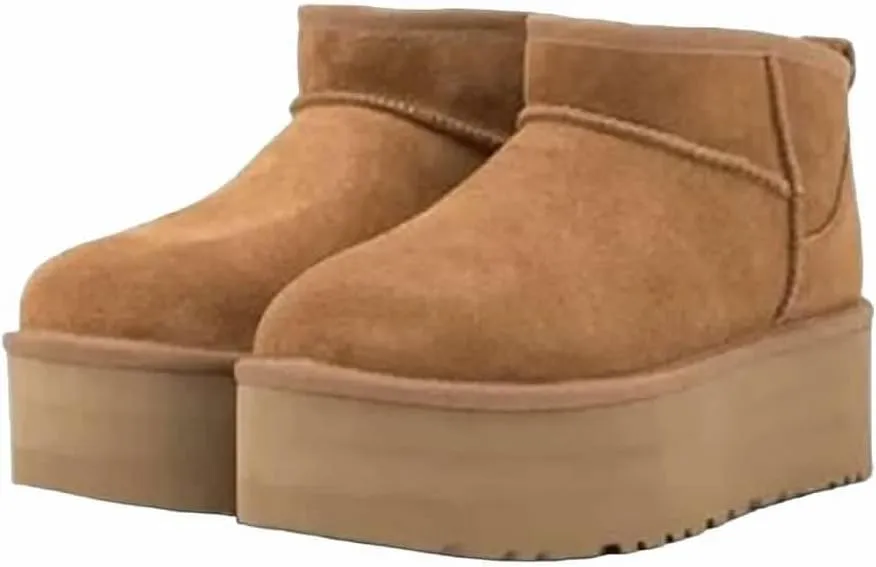 Shoes8teen Platform Mini Boot For Women Short Ankle Boot Fur Fleece Lined Sneakers Classic Ultra Snow Platform Anti-Slip Boot For Outdoor