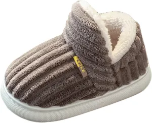 Toddler Kids Plush Slippers Boys Girls Fuzzy Plush Fleece Slippers with Soft Anti-Skid Sole Slipper Slip-On Shoes