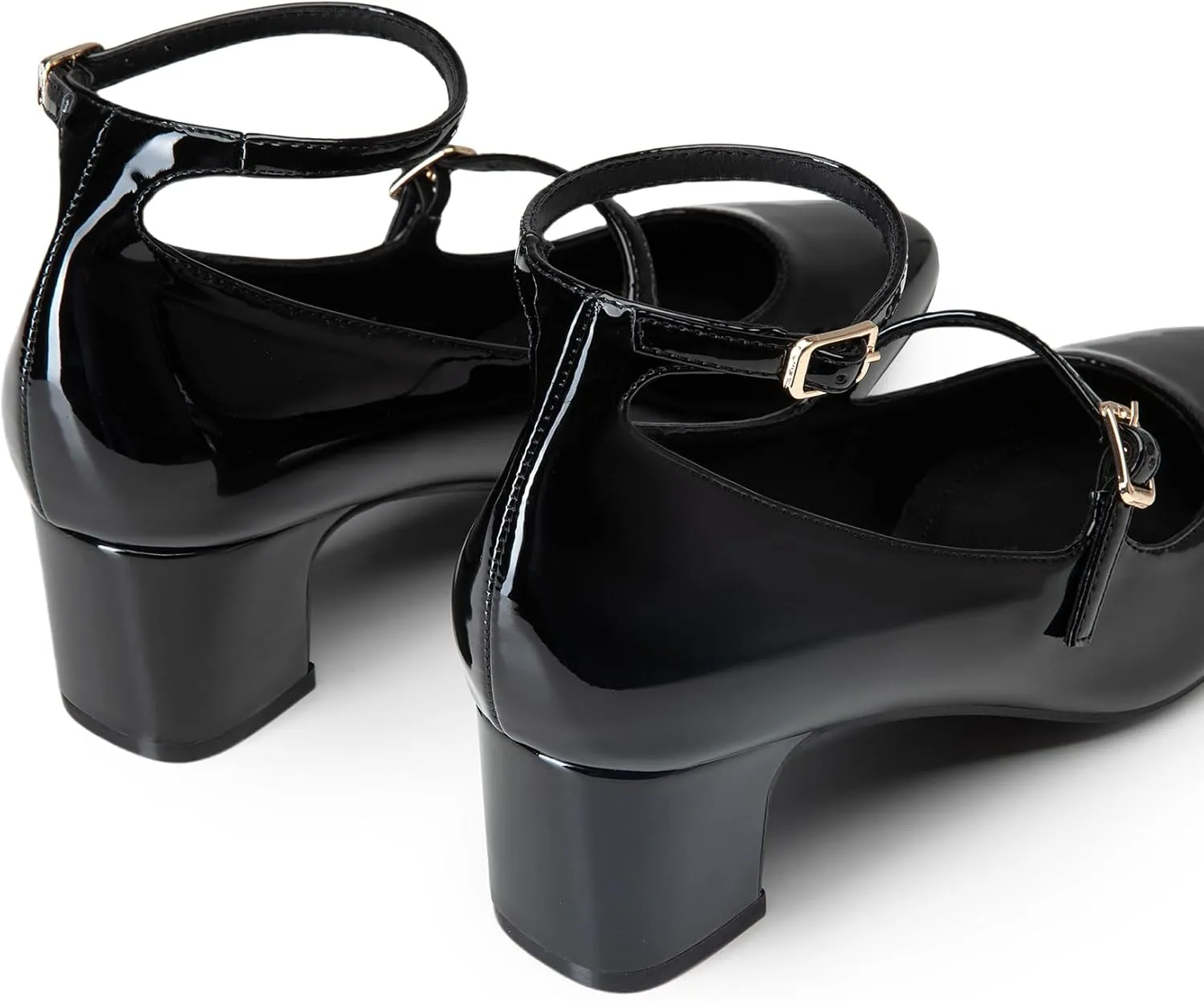 Trary Mary Jane Shoes Women Chunky Block Heels Mary Janes Dress Shoes for Women Close Cap Toe 2.2 Inch Women's Pumps Shoes with Buckle Double Strap Comfy Pumps for Office Party Casual Wedding