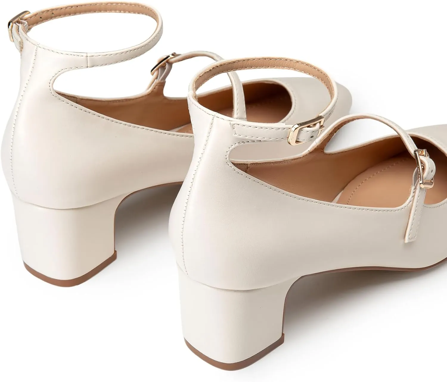 Trary Mary Jane Shoes Women Chunky Block Heels Mary Janes Dress Shoes for Women Close Cap Toe 2.2 Inch Women's Pumps Shoes with Buckle Double Strap Comfy Pumps for Office Party Casual Wedding