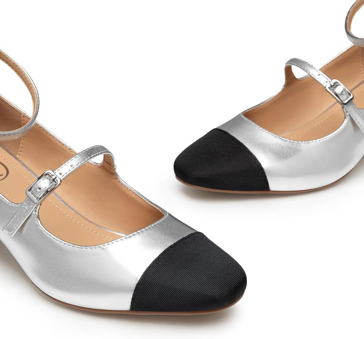 Trary Mary Jane Shoes Women Chunky Block Heels Mary Janes Dress Shoes for Women Close Cap Toe 2.2 Inch Women's Pumps Shoes with Buckle Double Strap Comfy Pumps for Office Party Casual Wedding