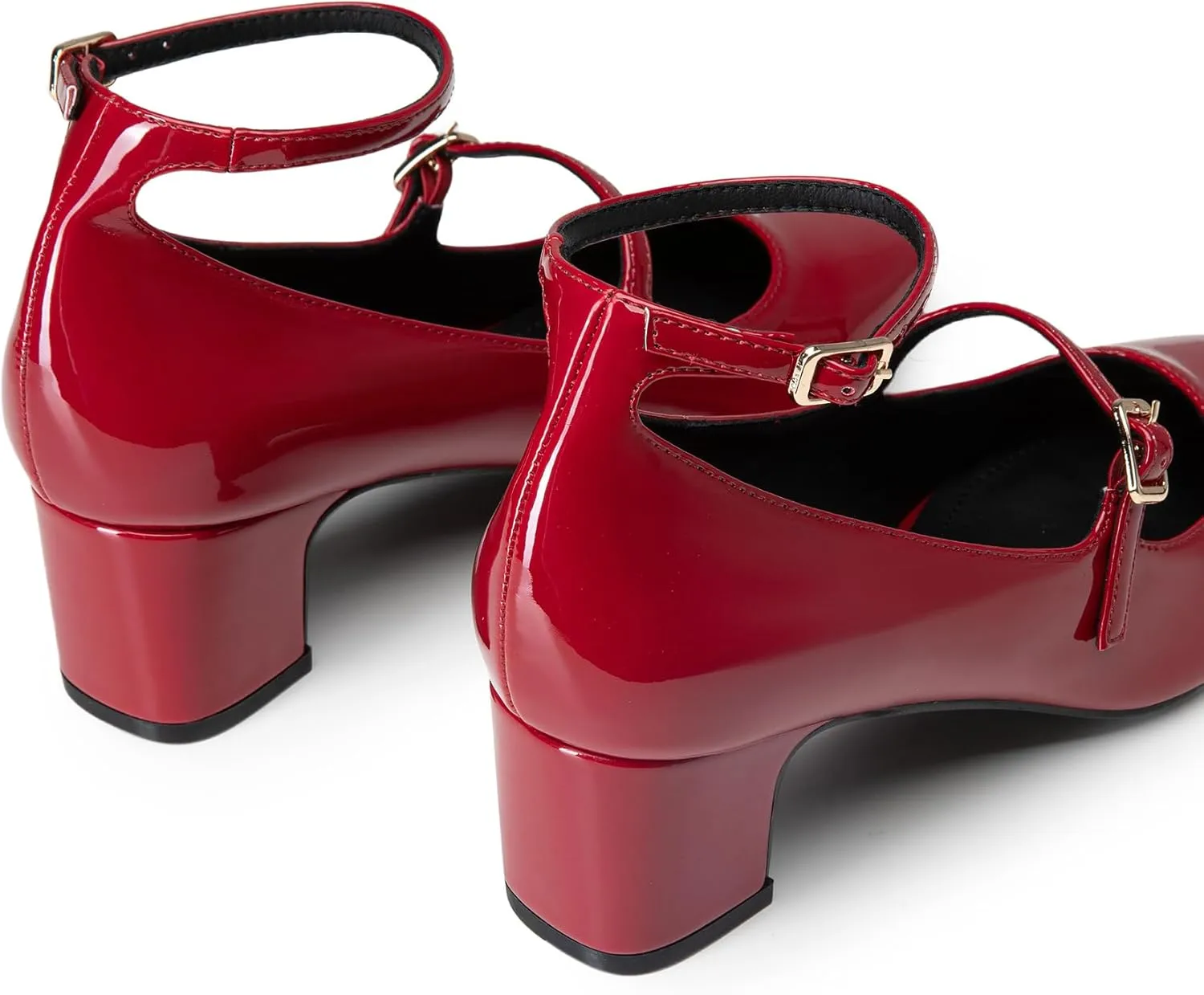 Trary Mary Jane Shoes Women Chunky Block Heels Mary Janes Dress Shoes for Women Close Cap Toe 2.2 Inch Women's Pumps Shoes with Buckle Double Strap Comfy Pumps for Office Party Casual Wedding