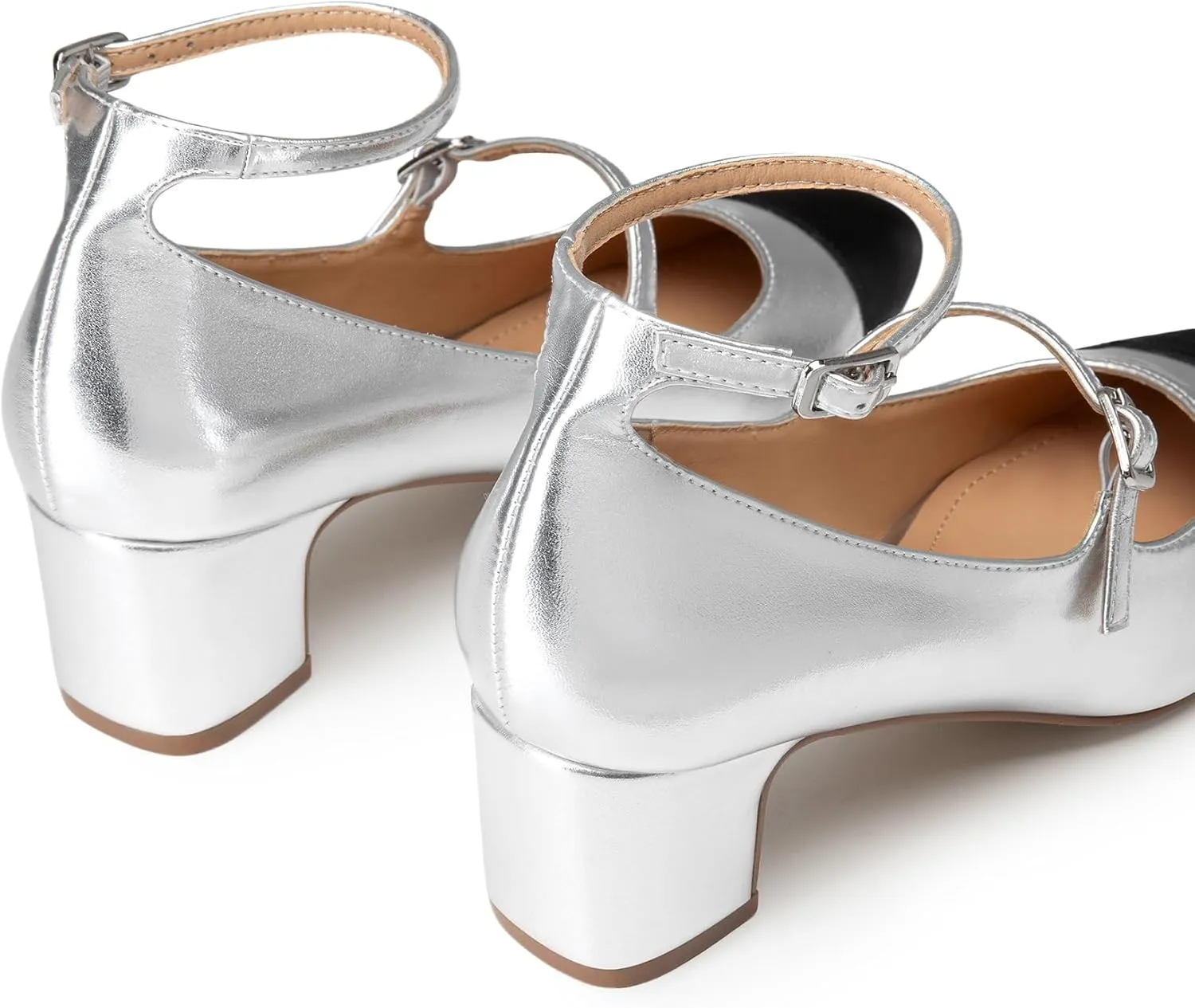 Trary Mary Jane Shoes Women Chunky Block Heels Mary Janes Dress Shoes for Women Close Cap Toe 2.2 Inch Women's Pumps Shoes with Buckle Double Strap Comfy Pumps for Office Party Casual Wedding