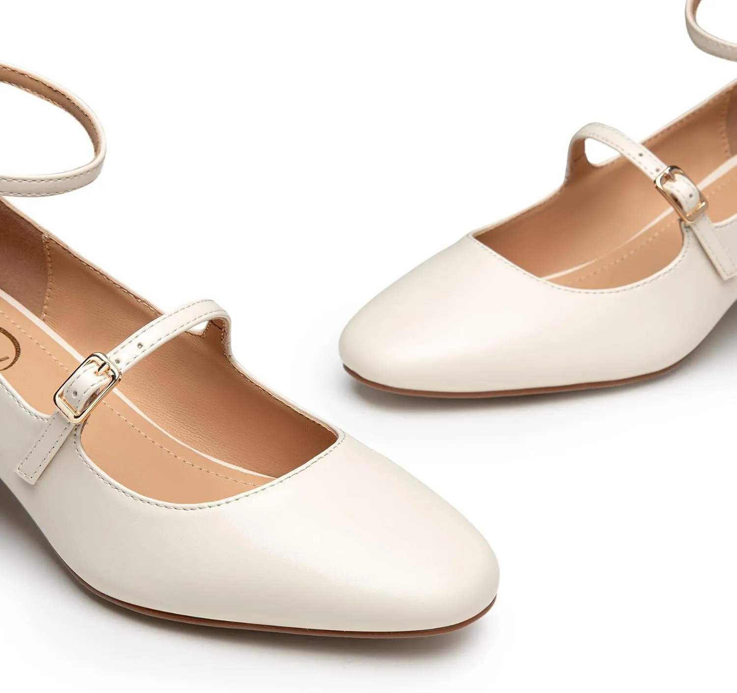 Trary Mary Jane Shoes Women Chunky Block Heels Mary Janes Dress Shoes for Women Close Cap Toe 2.2 Inch Women's Pumps Shoes with Buckle Double Strap Comfy Pumps for Office Party Casual Wedding