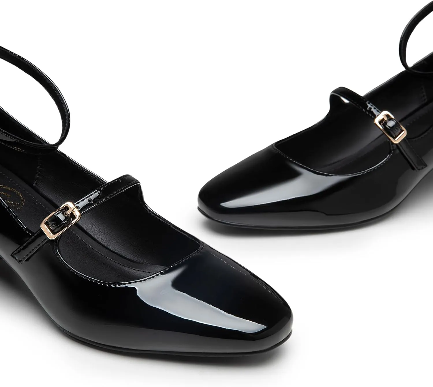 Trary Mary Jane Shoes Women Chunky Block Heels Mary Janes Dress Shoes for Women Close Cap Toe 2.2 Inch Women's Pumps Shoes with Buckle Double Strap Comfy Pumps for Office Party Casual Wedding