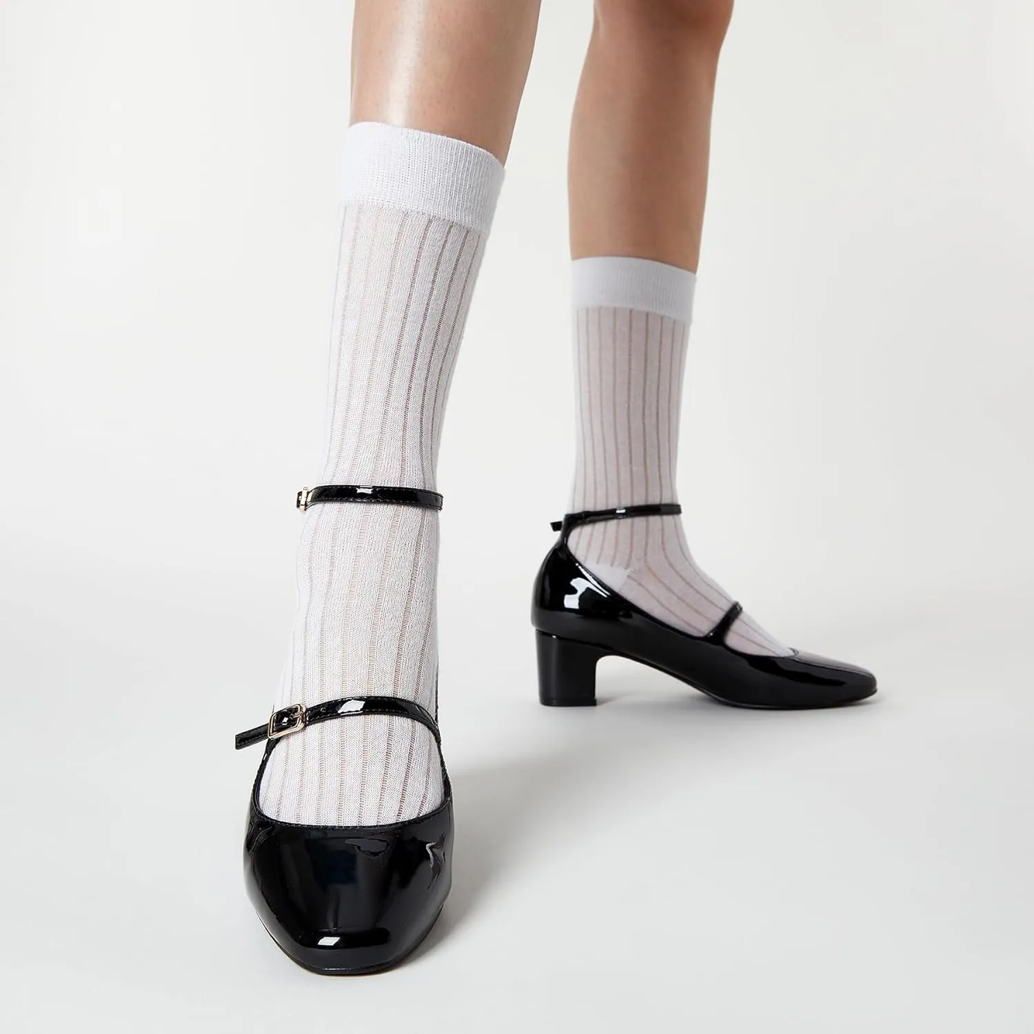 Trary Mary Jane Shoes Women Chunky Block Heels Mary Janes Dress Shoes for Women Close Cap Toe 2.2 Inch Women's Pumps Shoes with Buckle Double Strap Comfy Pumps for Office Party Casual Wedding