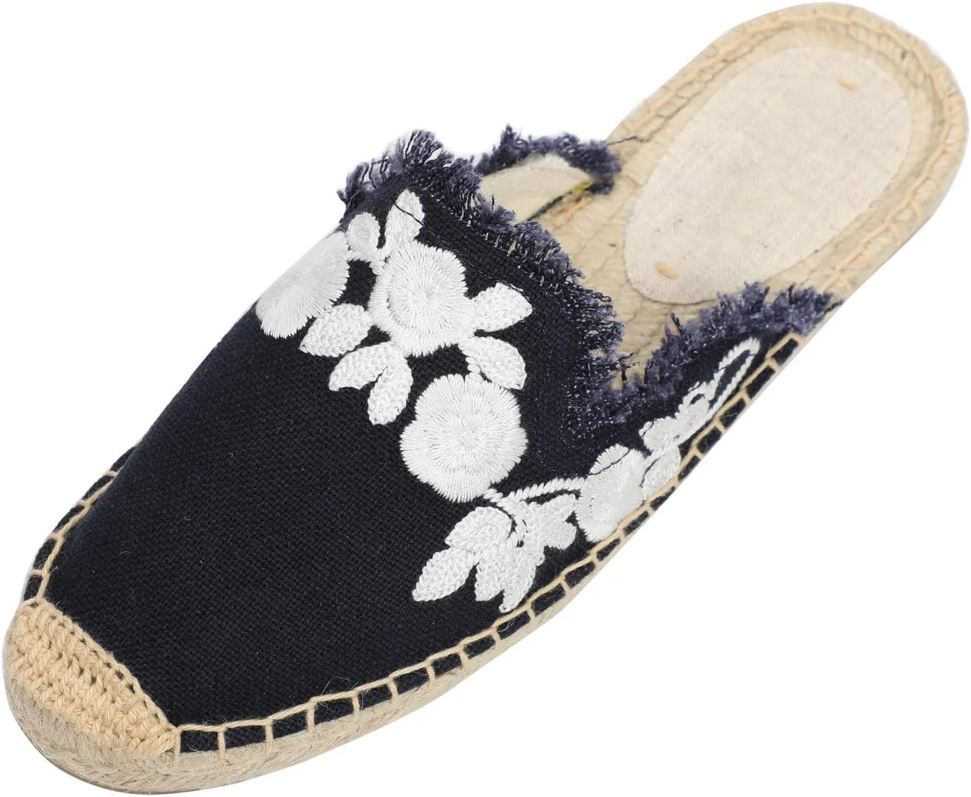 U-lite Women's Stylish Embroidery Flat Espadrilles Fancy Mule
