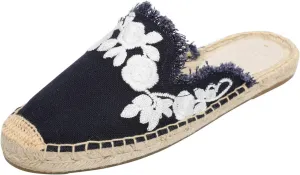 U-lite Women's Stylish Embroidery Flat Espadrilles Fancy Mule