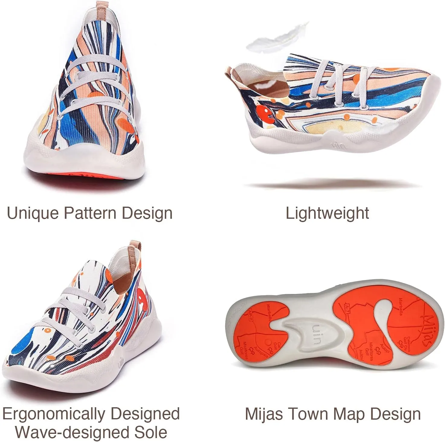 UIN Women's Fashion Sneakers Lightweight Walking Casual Slip Ons Comfortable Art Painted Athletic Travel Shoes