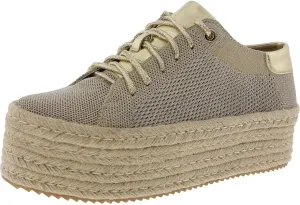 VINTAGE HAVANA Womens Glitter Canvas Espadrilles Gold 8 Medium (B,M)
