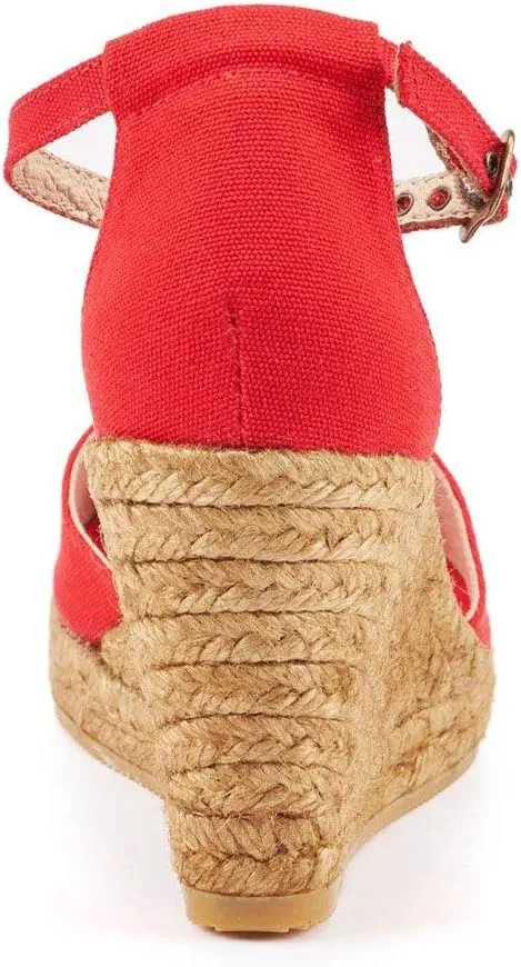 Viscata Aiguafreda Espadrille Canvas Wedges Spain Handmade 3 ½” Heel Women's Open Toe Sandals with Breathable Organic Cotton Canvas and 100% Natural Jute Midsole for all Occasions: Casual, Work, Party