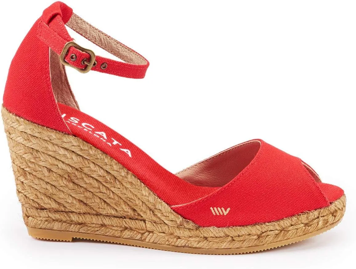 Viscata Aiguafreda Espadrille Canvas Wedges Spain Handmade 3 ½” Heel Women's Open Toe Sandals with Breathable Organic Cotton Canvas and 100% Natural Jute Midsole for all Occasions: Casual, Work, Party