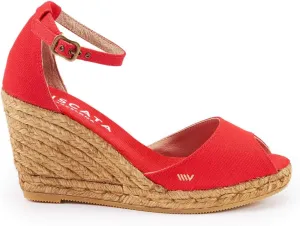 Viscata Aiguafreda Espadrille Canvas Wedges Spain Handmade 3 ½” Heel Women's Open Toe Sandals with Breathable Organic Cotton Canvas and 100% Natural Jute Midsole for all Occasions: Casual, Work, Party