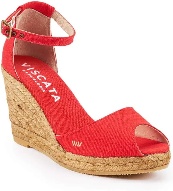 Viscata Aiguafreda Espadrille Canvas Wedges Spain Handmade 3 ½” Heel Women's Open Toe Sandals with Breathable Organic Cotton Canvas and 100% Natural Jute Midsole for all Occasions: Casual, Work, Party