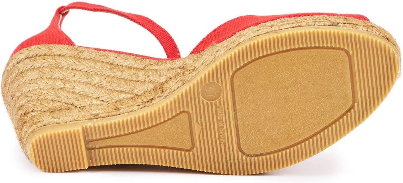 Viscata Aiguafreda Espadrille Canvas Wedges Spain Handmade 3 ½” Heel Women's Open Toe Sandals with Breathable Organic Cotton Canvas and 100% Natural Jute Midsole for all Occasions: Casual, Work, Party