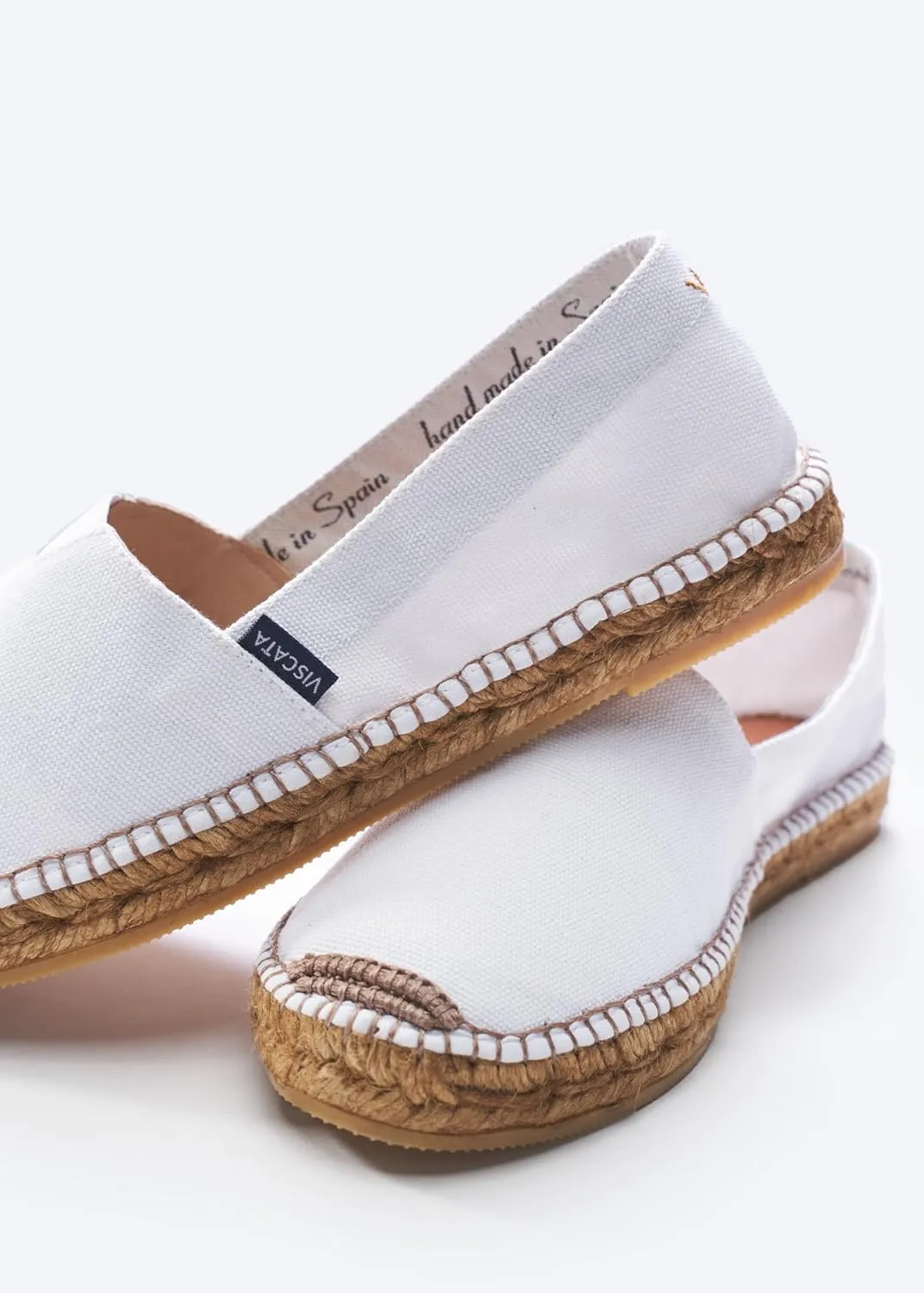 VISCATA Barceloneta Espadrille Canvas Women's Flat Slip On Shoes Handmade in Spain Fashionable Organic Cotton Canvas Lightweight Material with 100% Natural Jute Midsole for All Casual Occasions