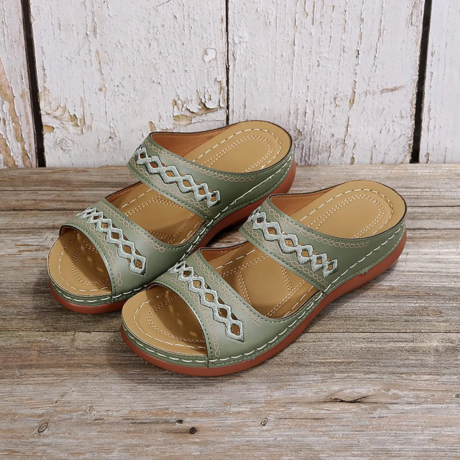 Wide Wedge Sandals for Women Open Toe Slip On Platform Sandals Summer Casual Comfortable Dressy Beach Shoes