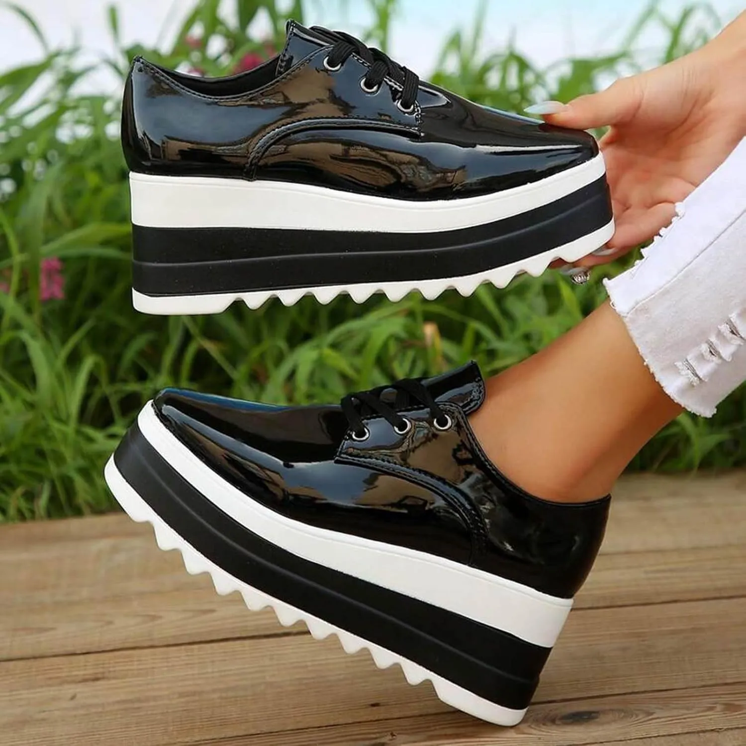Women Fashion Platform Sneakers High Hidden Heel Wedge Walking Shoes Brides Wedding Shoes Women's Fashion Sneakers High Chunky Heel Loafers Platform Hidden Heels for Women with Ankle Walking Shoes