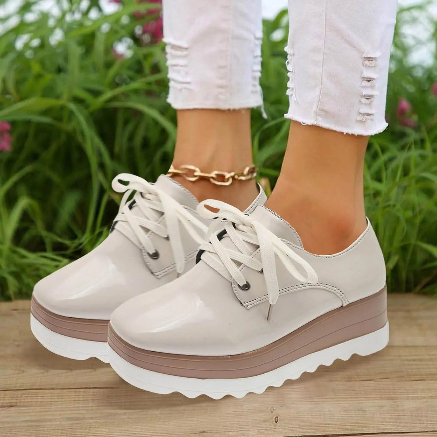 Women Fashion Platform Sneakers High Hidden Heel Wedge Walking Shoes Brides Wedding Shoes Women's Fashion Sneakers High Chunky Heel Loafers Platform Hidden Heels for Women with Ankle Walking Shoes