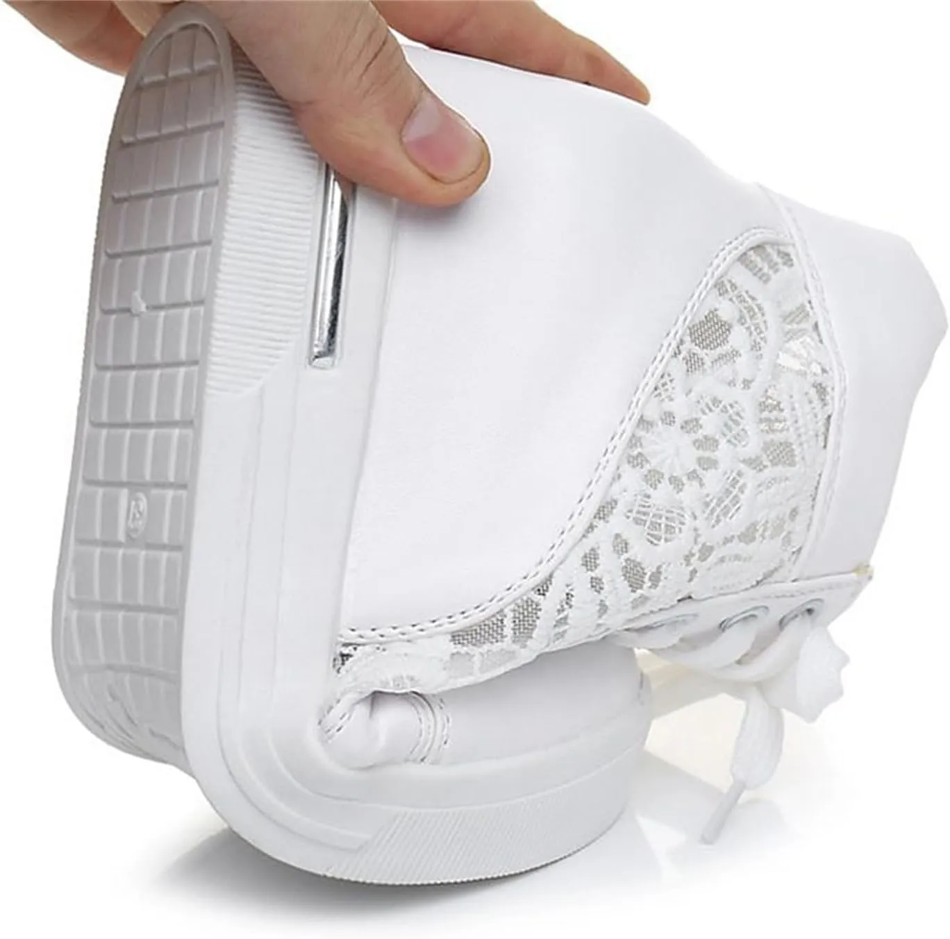 Women Fashion Platform Sneakers High Hidden Heel Wedge Walking Shoes Brides Wedding Shoes Women's Fashion Sneakers High Chunky Heel Loafers Platform Hidden Heels for Women with Ankle Walking Shoes