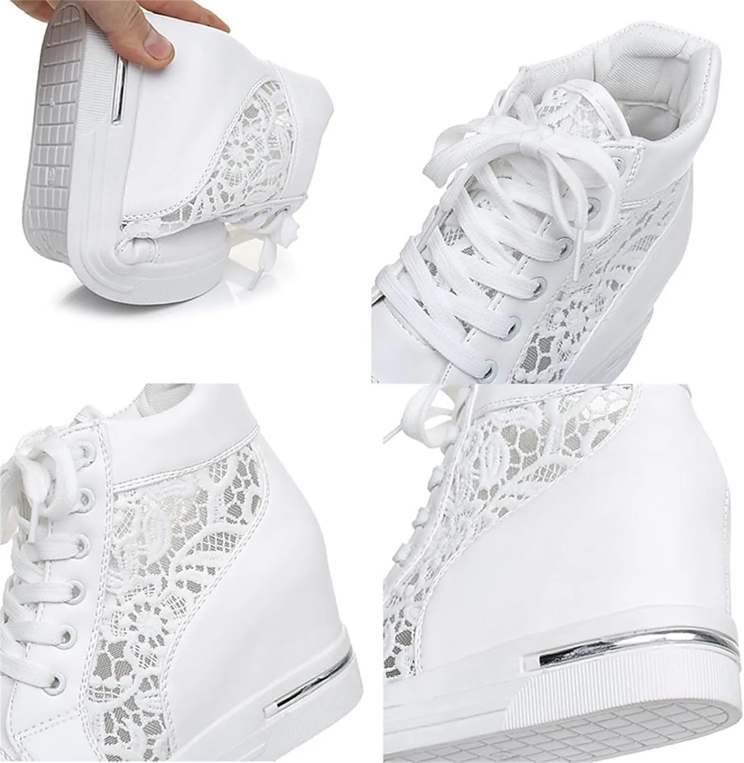 Women Fashion Platform Sneakers High Hidden Heel Wedge Walking Shoes Brides Wedding Shoes Women's Fashion Sneakers High Chunky Heel Loafers Platform Hidden Heels for Women with Ankle Walking Shoes
