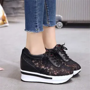 Women Fashion Platform Sneakers High Hidden Heel Wedge Walking Shoes Brides Wedding Shoes Women's Fashion Sneakers High Chunky Heel Loafers Platform Hidden Heels for Women with Ankle Walking Shoes