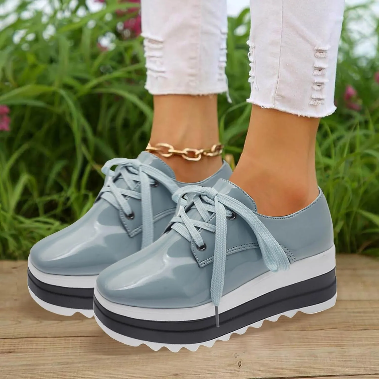 Women Fashion Platform Sneakers High Hidden Heel Wedge Walking Shoes Brides Wedding Shoes Women's Fashion Sneakers High Chunky Heel Loafers Platform Hidden Heels for Women with Ankle Walking Shoes