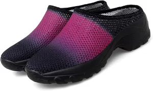 Women Mesh Breathable Slip-ons Mules Sneakers Casual Lightweight Backless Wedge Clog Slippers Comfort Orthopedic Walking with Arch Support