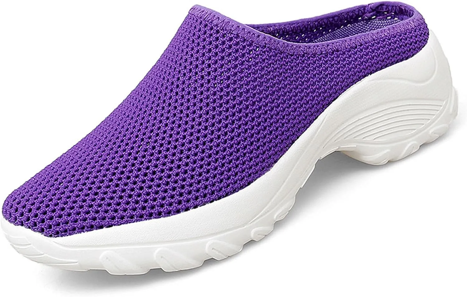 Women Mesh Breathable Slip-ons Mules Sneakers Casual Lightweight Backless Wedge Clog Slippers Comfort Orthopedic Walking with Arch Support