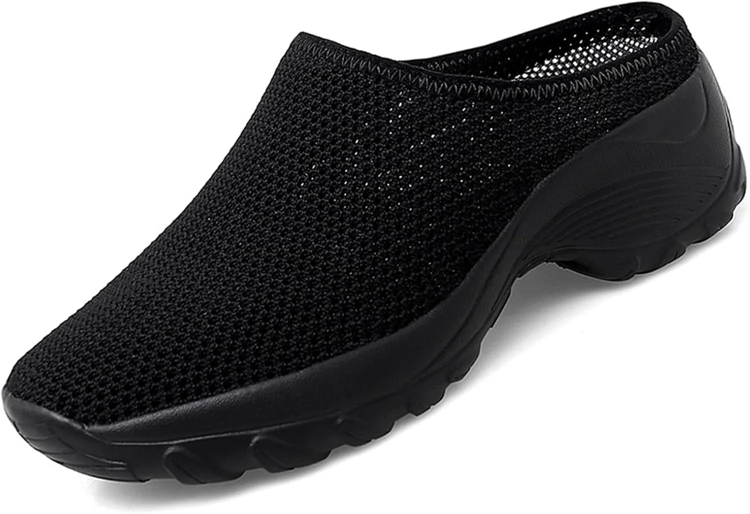 Women Mesh Breathable Slip-ons Mules Sneakers Casual Lightweight Backless Wedge Clog Slippers Comfort Orthopedic Walking with Arch Support
